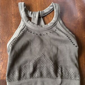 Free People Movement Olive Green Ribbed Workout Top. Size XS